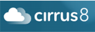 Cirrus8 with white cloud icon and text on a blue gradient background.