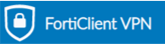 FortiClient VPN logo with shield and lock icon on a blue background
