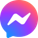 Messenger with white lightning chat icon on a pink–purple–blue gradient circle.