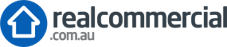 realcommercial.com.au logo with a blue house icon and grey text.
