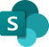 Microsoft SharePoint logo with teal overlapping shapes and an “S” icon